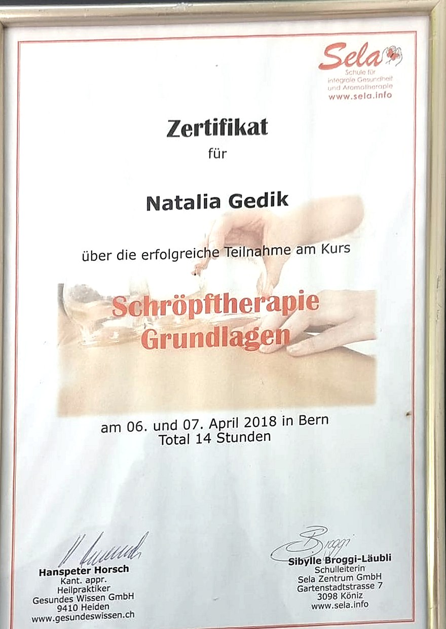 Zertifikat Schröpftherapie – Grundlagen